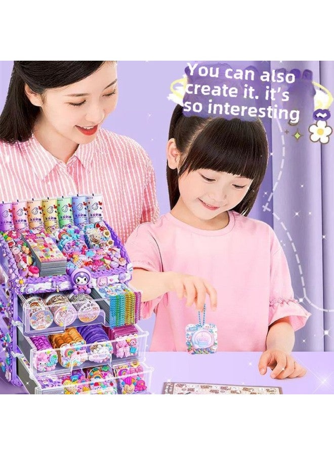 Goo Card Brick Quicksand Goo Card Fan Cream Glue Set For Girls Luxury Cream KUKA Gift Box Hand Account Sticker Gift-Color: 1248-piece Set - Image 5