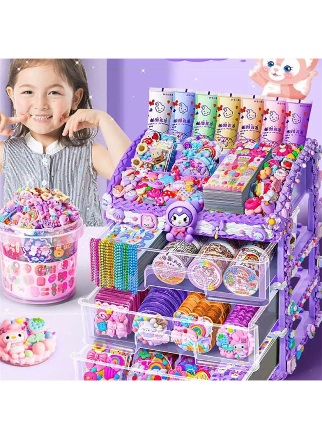 Goo Card Brick Quicksand Goo Card Fan Cream Glue Set For Girls Luxury Cream KUKA Gift Box Hand Account Sticker Gift-Color: 1248-piece Set - Image 3