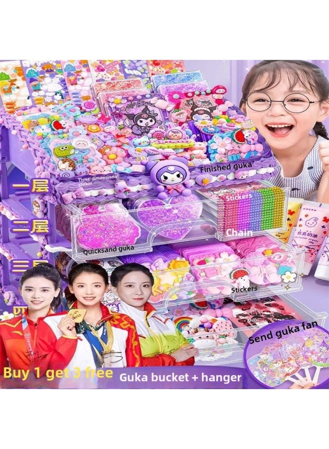 Goo Card Brick Quicksand Goo Card Fan Cream Glue Set For Girls Luxury Cream KUKA Gift Box Hand Account Sticker Gift-Color: 1248-piece Set - Image 4