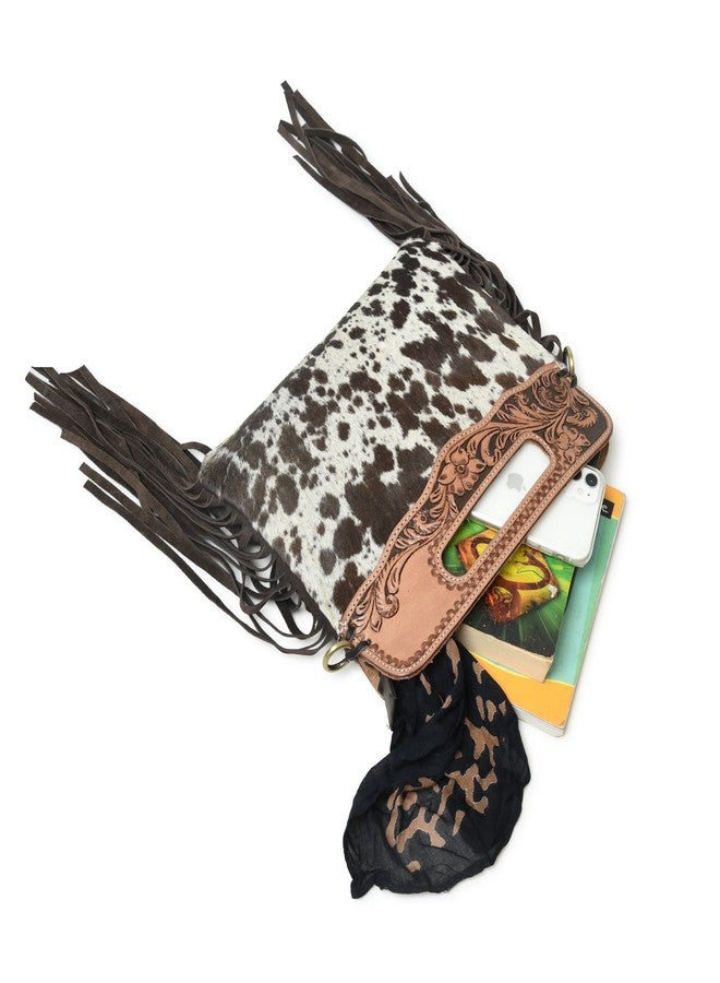 ADYAN Western Suede Fringe Brown Leather Crossbody Bag Hobo Shoulder Sling Bags for Women Handcrafted Handle Handbags, Brown, 12''L X 10''H - Image 5