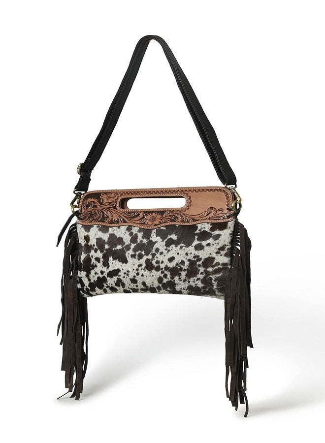 ADYAN Western Suede Fringe Brown Leather Crossbody Bag Hobo Shoulder Sling Bags for Women Handcrafted Handle Handbags, Brown, 12''L X 10''H - Image 3