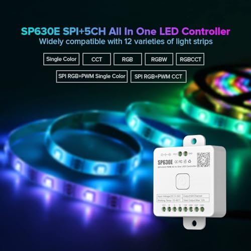 BTF-LIGHTING SP630E Bluetooth LED Controller Support PWM Monochrome CCT RGB RGBW RGBCCT Or SPI TTL IC Chip LED Strip WS2811 WS2812B WS2813 WS2814 WS2815 SK6812 LB1934 etc DC5V DC12V DC24V - Image 2