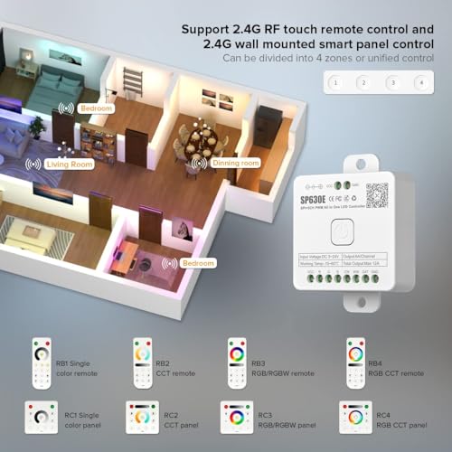BTF-LIGHTING SP630E Bluetooth LED Controller Support PWM Monochrome CCT RGB RGBW RGBCCT Or SPI TTL IC Chip LED Strip WS2811 WS2812B WS2813 WS2814 WS2815 SK6812 LB1934 etc DC5V DC12V DC24V - Image 3