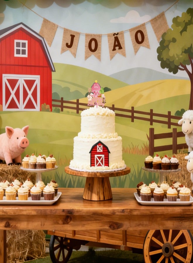 Animsco Farm Animal Cake Toppers Pink Acrylic Cake Topper for Animals Birthday Party Supplies Pig Chicken Cow Sheep Farm Themed Birthday Cake Decoration - Image 4