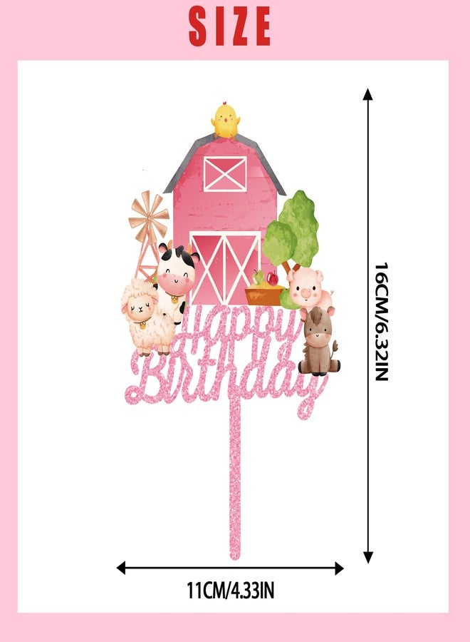 Animsco Farm Animal Cake Toppers Pink Acrylic Cake Topper for Animals Birthday Party Supplies Pig Chicken Cow Sheep Farm Themed Birthday Cake Decoration - Image 2