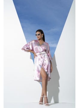 for you in&out V-Neck Snake Pattern Belted Pink Dressing Gown S27032  - Image 2