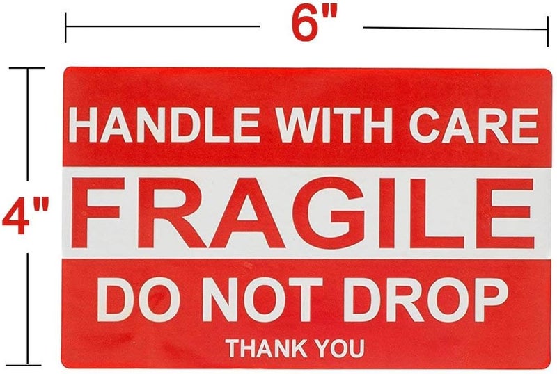 SJPACK Large Fragile Stickers 4'' x 6'' Eye-catching Fragile - Handle with Care - Do Not Drop - Thank You Shipping Labels(500 Labels/Roll) (2 Rolls) - Image 2
