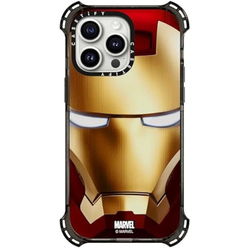 Casetify Bounce iPhone 15 Pro Max Case 【Iron Man Co-Lab / 6X Military Grade Drop Tested / 21.3ft Drop Protection/Compatible with Magsafe】 - Iron Man Hero Mask - Clear Black - Image 3