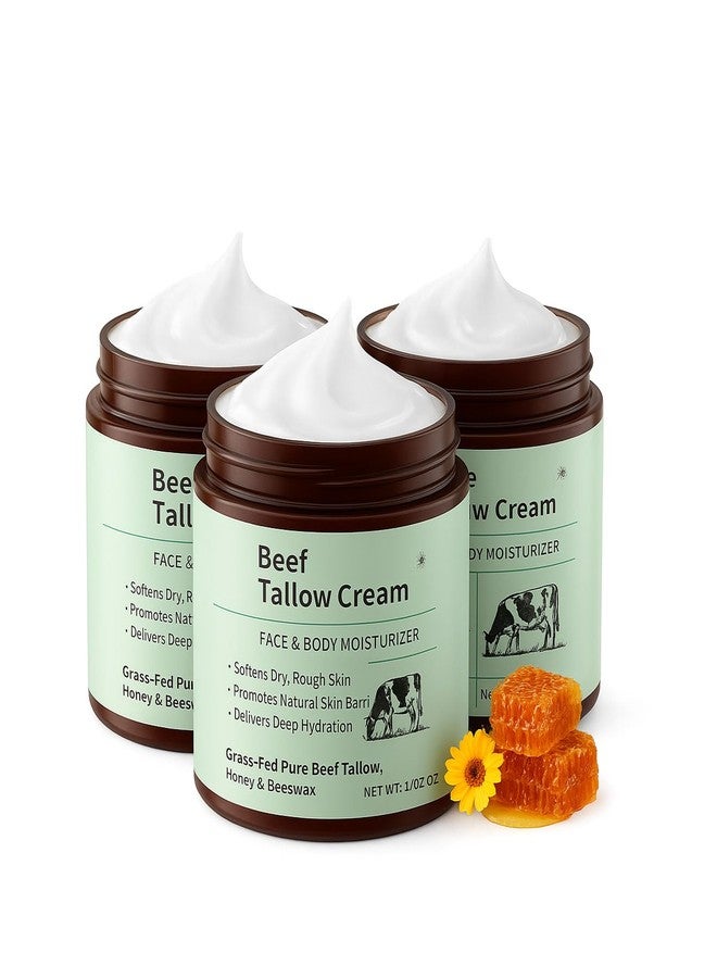 Anifer 3 pcs Organic Grass-Fed Tallow (Beef Tallow & Honey Cream (360g/12.6oz | Whipped Lightweight Texture for Face & Body | Deep Hydration, Non-Comedogenic Formula - Image 1