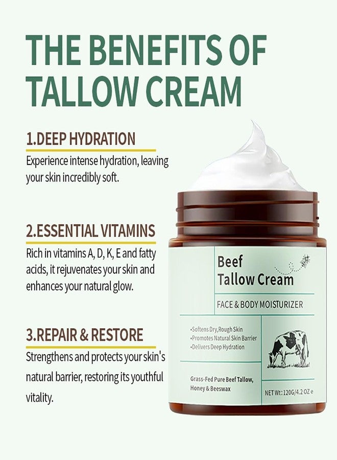 Anifer 3 pcs Organic Grass-Fed Tallow (Beef Tallow & Honey Cream (360g/12.6oz | Whipped Lightweight Texture for Face & Body | Deep Hydration, Non-Comedogenic Formula - Image 3