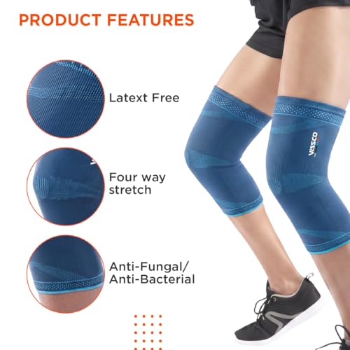 Vissco Stretchable 2D Knee Cap, Knee Support for Pain Relief and Injury, Knee Braces for Walking, Running, Gym, Workout, Weightlifting. (IN PAIR) -XL (Grey) - Image 3