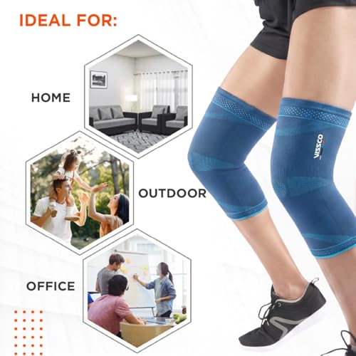 Vissco Stretchable 2D Knee Cap, Knee Support for Pain Relief and Injury, Knee Braces for Walking, Running, Gym, Workout, Weightlifting. (IN PAIR) -XL (Grey) - Image 2
