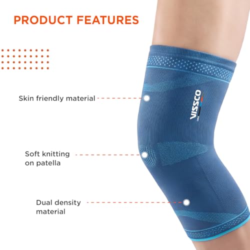 Vissco Stretchable 2D Knee Cap, Knee Support for Pain Relief and Injury, Knee Braces for Walking, Running, Gym, Workout, Weightlifting. (IN PAIR) -XL (Grey) - Image 4