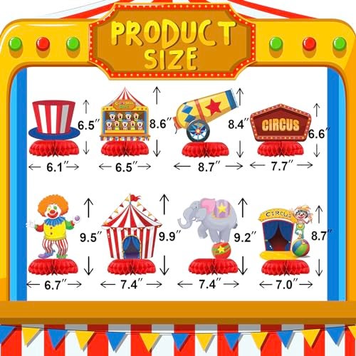 HaPiBiDesign Carnival Circus Party Decorations - Honeycomb Centerpieces for Circus Birthday Decor - Carnival Circus Table Decoration for Kids - Circus Carnival Theme Décor - Image 2