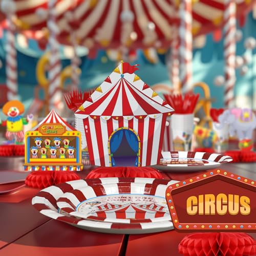 HaPiBiDesign Carnival Circus Party Decorations - Honeycomb Centerpieces for Circus Birthday Decor - Carnival Circus Table Decoration for Kids - Circus Carnival Theme Décor - Image 5