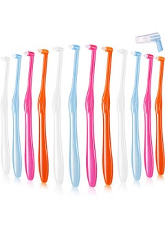 Patelai Patelai 12 Pcs End Tuft Toothbrush Soft Interdental Brushes Tooth Stain Remover Trim Toothbrush Single Brush for Implants Teeth Detail Cleaning Supplies(Orange, Rose Red, White and Blue)  - Image 1