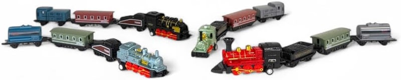 Toysmith Mini Pull-Back Train Set with Die-Cast Engine and Linkable Cars - Image 3