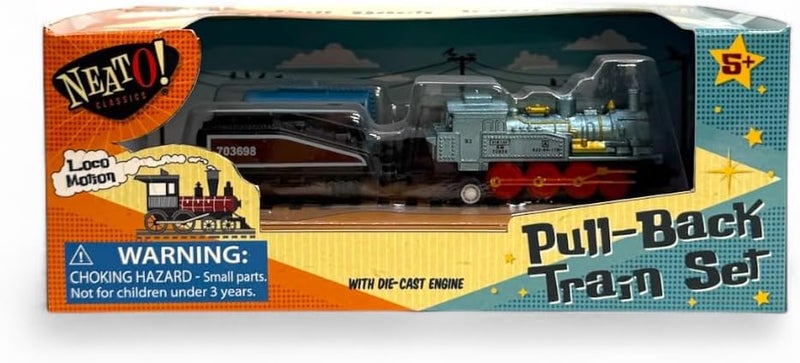 Toysmith Mini Pull-Back Train Set with Die-Cast Engine and Linkable Cars - Image 1
