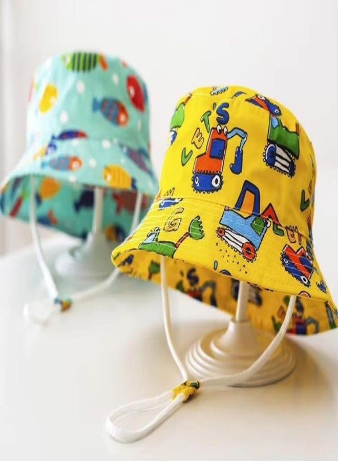 AJG Baby Kids Sun Hat - Toddler Bucket Hats Summer UPF 50+ Sun Protective Beach Hats Wide Brim Outdoor Camping Hat for Boys Girls (US, Age, 2 Years, 7 Years, Yellow Excavator) - Image 4