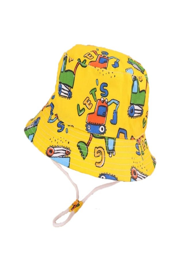AJG Baby Kids Sun Hat - Toddler Bucket Hats Summer UPF 50+ Sun Protective Beach Hats Wide Brim Outdoor Camping Hat for Boys Girls (US, Age, 2 Years, 7 Years, Yellow Excavator) - Image 1