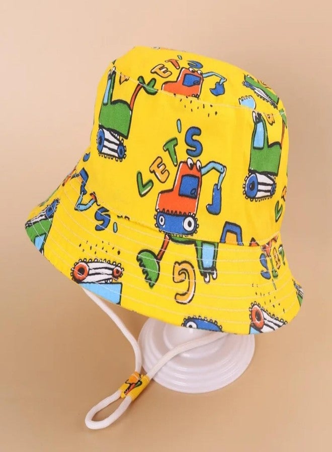 AJG Baby Kids Sun Hat - Toddler Bucket Hats Summer UPF 50+ Sun Protective Beach Hats Wide Brim Outdoor Camping Hat for Boys Girls (US, Age, 2 Years, 7 Years, Yellow Excavator) - Image 3