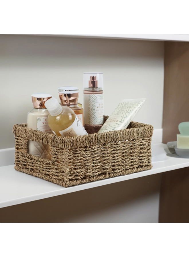 ORDELITE Wicker Baskets, Baskets for Organizing, Rattan Woven Basket for Storage, Organizer Bins with Built-in Handles, Storage Basket for Shelves (Seagrass, Small) - Image 2