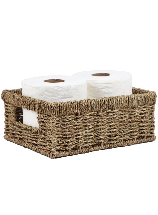 ORDELITE Wicker Baskets, Baskets for Organizing, Rattan Woven Basket for Storage, Organizer Bins with Built-in Handles, Storage Basket for Shelves (Seagrass, Small) - Image 1