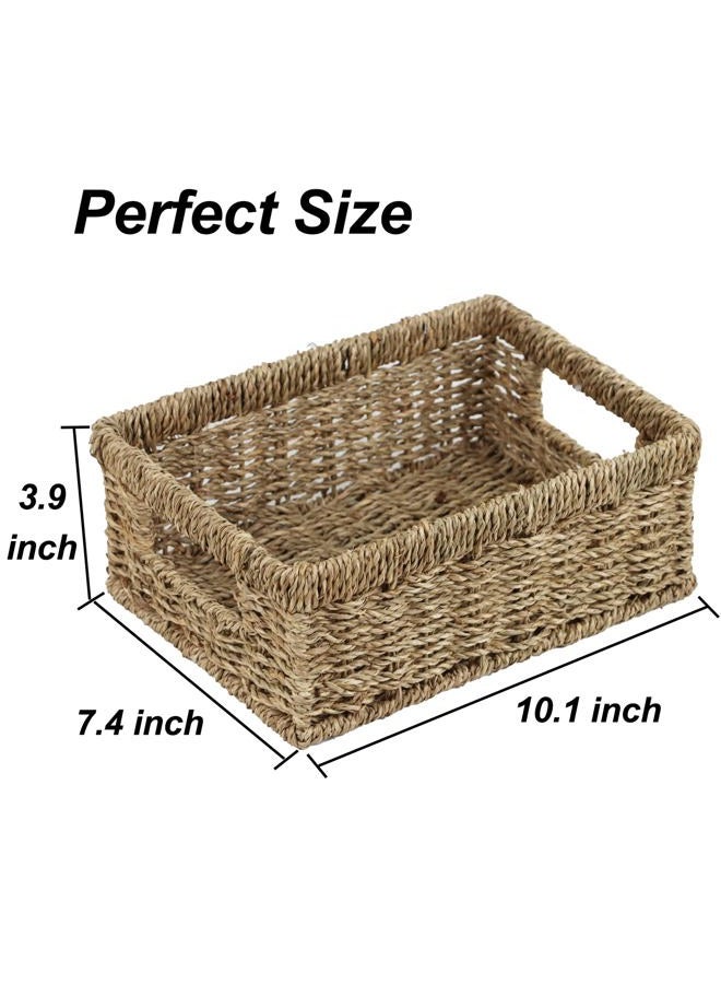 ORDELITE Wicker Baskets, Baskets for Organizing, Rattan Woven Basket for Storage, Organizer Bins with Built-in Handles, Storage Basket for Shelves (Seagrass, Small) - Image 3