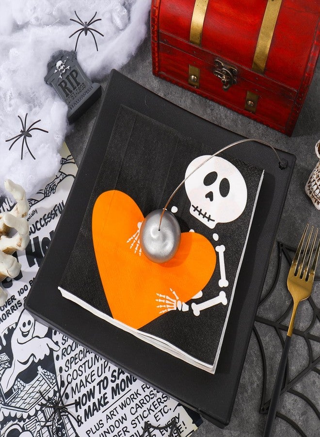 Whaline 100Pcs Halloween Paper Napkins Cute Ghost Pumpkin Skeleton Luncheon Napkin Disposable Dinner Dessert Napkin for Party Supplies Table Decor - Image 5