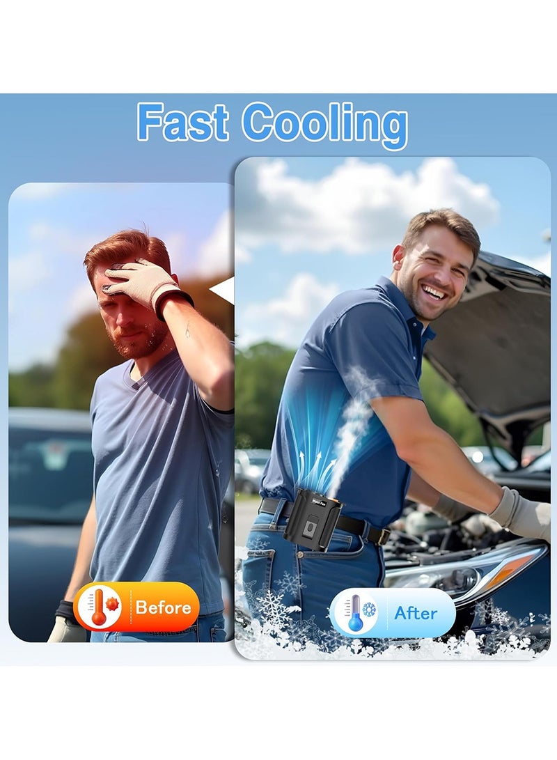 توبيز مروحة خصر توبيز GF01 قابلة للشحن 4000مللي أمبير مع 5 سرعات للرياح، وضعيتين للضباب، شحن Type-C، خفيفة الوزن وعملية بدون استخدام اليدين للسفر والرحلات - Image 5