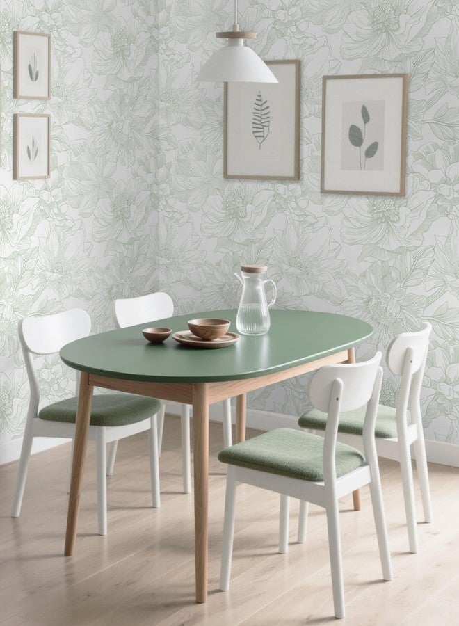 Dimoon 78.7"x17.3" Peel and Stick Wallpaper Green Floral Contact Paper White Boho Modern Wallpaper Removable Self Adhesive Flower Wall Paper for Kitchen Bathroom Bedroom Cabinets Thicken Vinyl Roll - Image 5