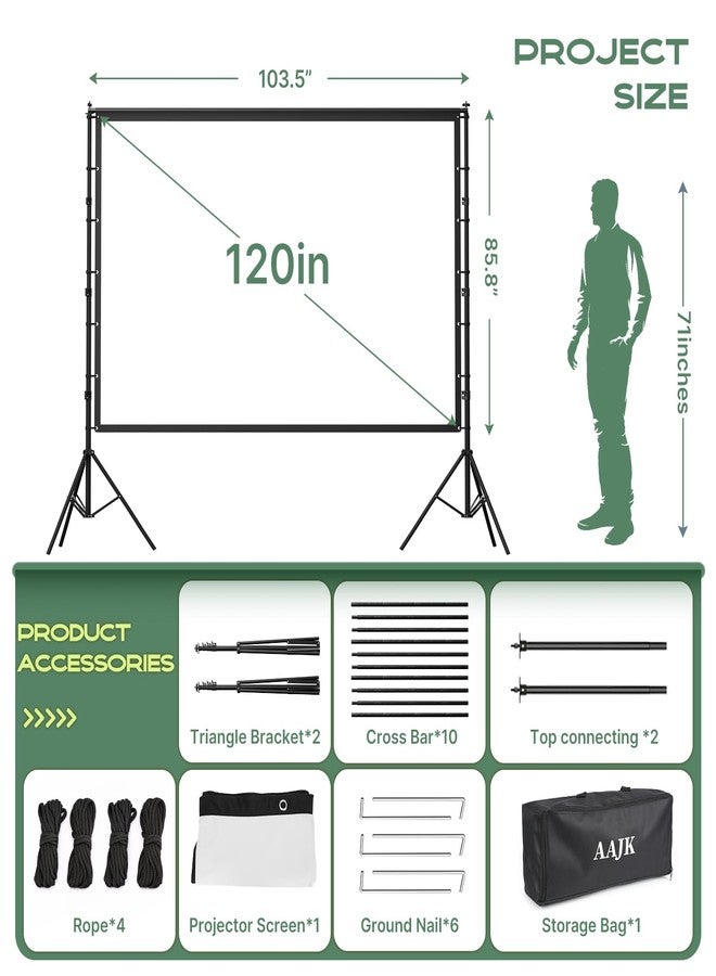 AAJK 120-inch Portable Projector Screen with Stand - Elevate Your Outdoor Movie Nights with 4K HD Clarity and Lightweight Convenience - Image 4