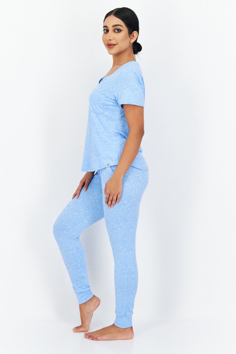 Avalanche Women 2 Piece Heather Top And Jogger Set, Blue - Image 2
