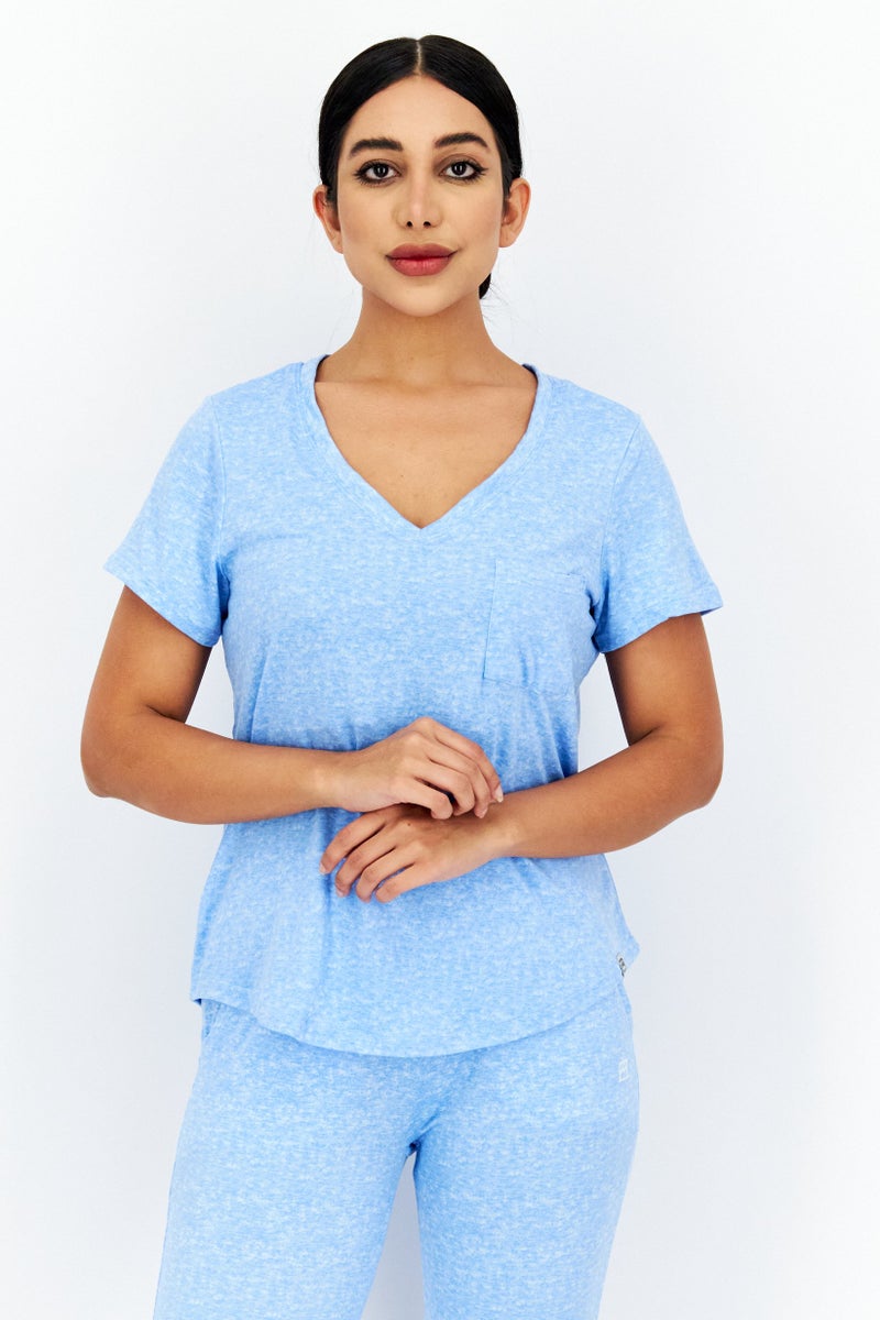 Avalanche Women 2 Piece Heather Top And Jogger Set, Blue - Image 3