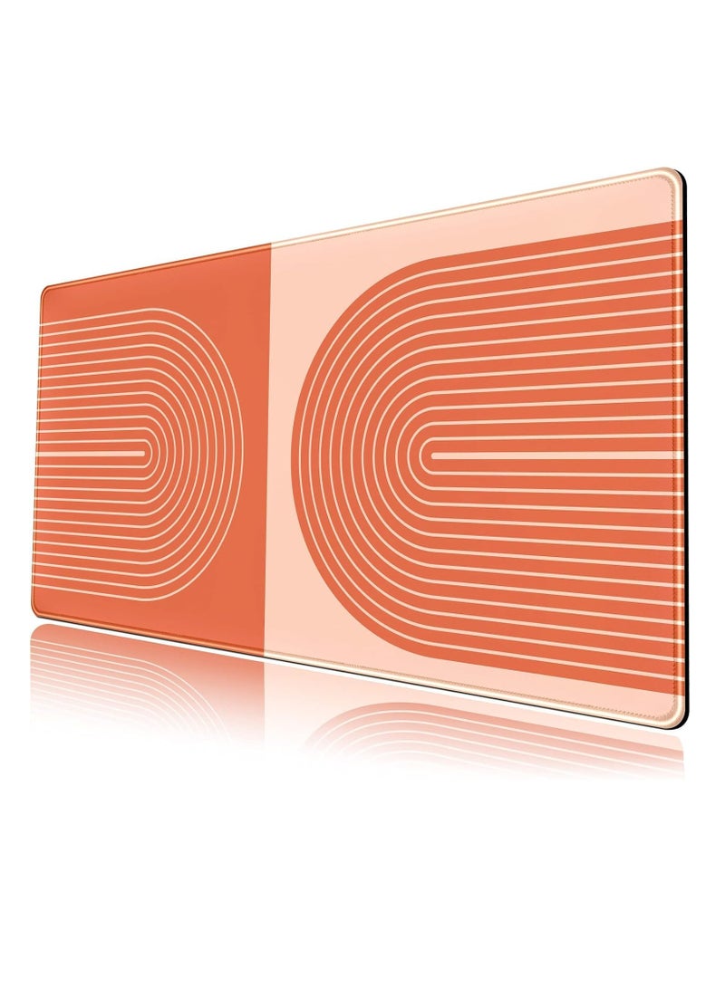Orange Lines Gaming Mouse Pad (80× 30cm) for Keyboard and Mouse Desk Mat – Anti Slip Rubber Base – Stitched Edges – Waterproof – Speed Edition - Image 1