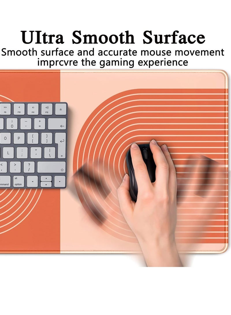 Orange Lines Gaming Mouse Pad (80× 30cm) for Keyboard and Mouse Desk Mat – Anti Slip Rubber Base – Stitched Edges – Waterproof – Speed Edition - Image 2