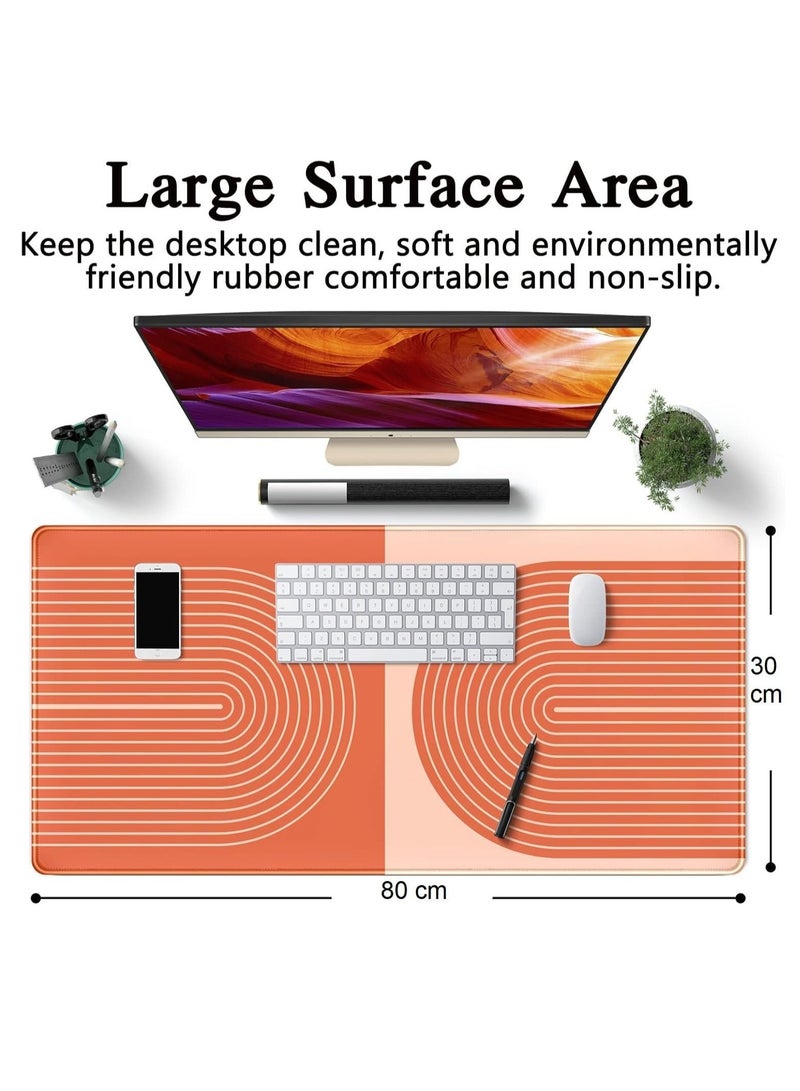 Orange Lines Gaming Mouse Pad (80× 30cm) for Keyboard and Mouse Desk Mat – Anti Slip Rubber Base – Stitched Edges – Waterproof – Speed Edition - Image 3