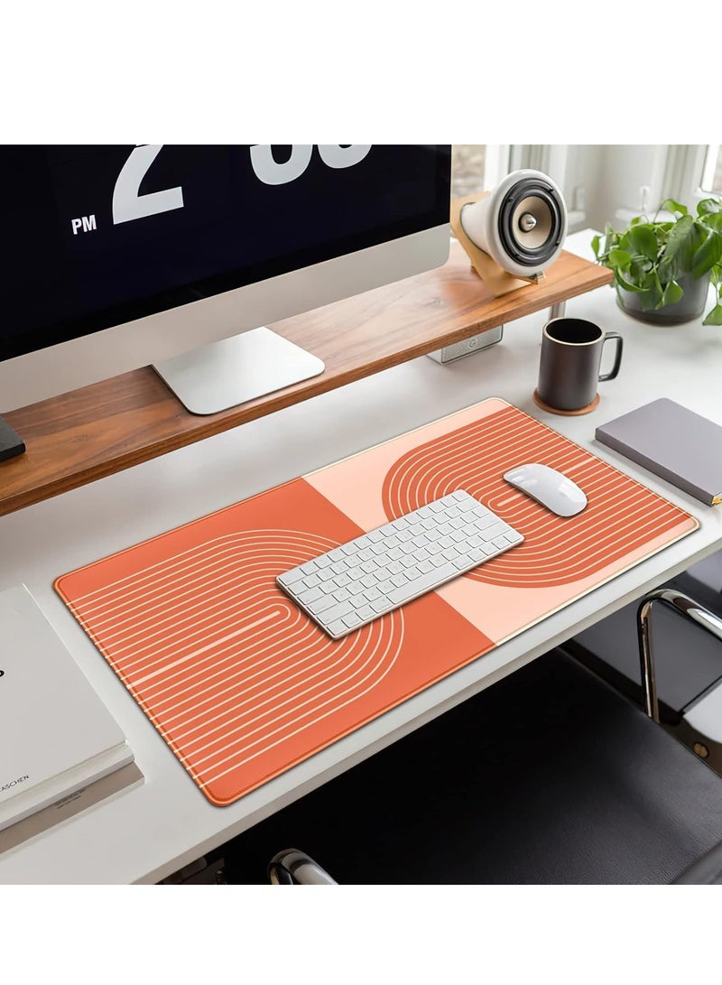 Orange Lines Gaming Mouse Pad (80× 30cm) for Keyboard and Mouse Desk Mat – Anti Slip Rubber Base – Stitched Edges – Waterproof – Speed Edition - Image 4