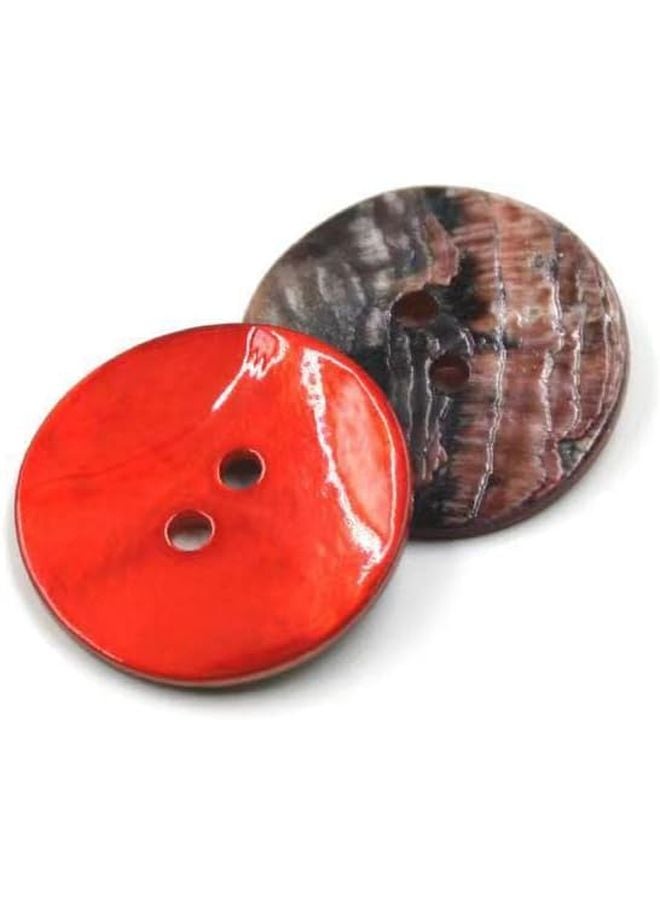 Red 12 5mm Round 2 Hole Mother Of Pearl Buttons 20 Pieces Natural Sewing Buttons - Image 2