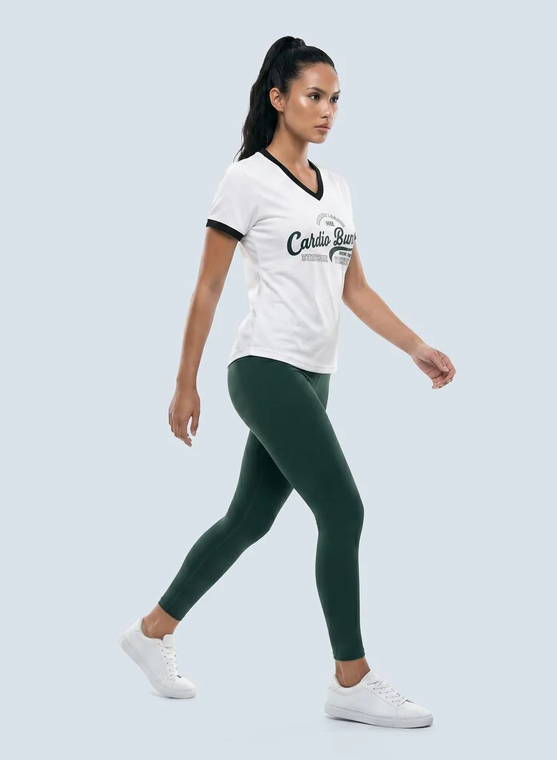 Cardio Bunny white Women's Regular Fit Varsity Tee With Short Sleeve for Women | Best Price UAE