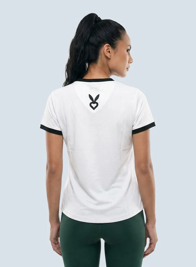 Cardio Bunny white Women's Regular Fit Varsity Tee With Short Sleeve for Women | Best Price UAE