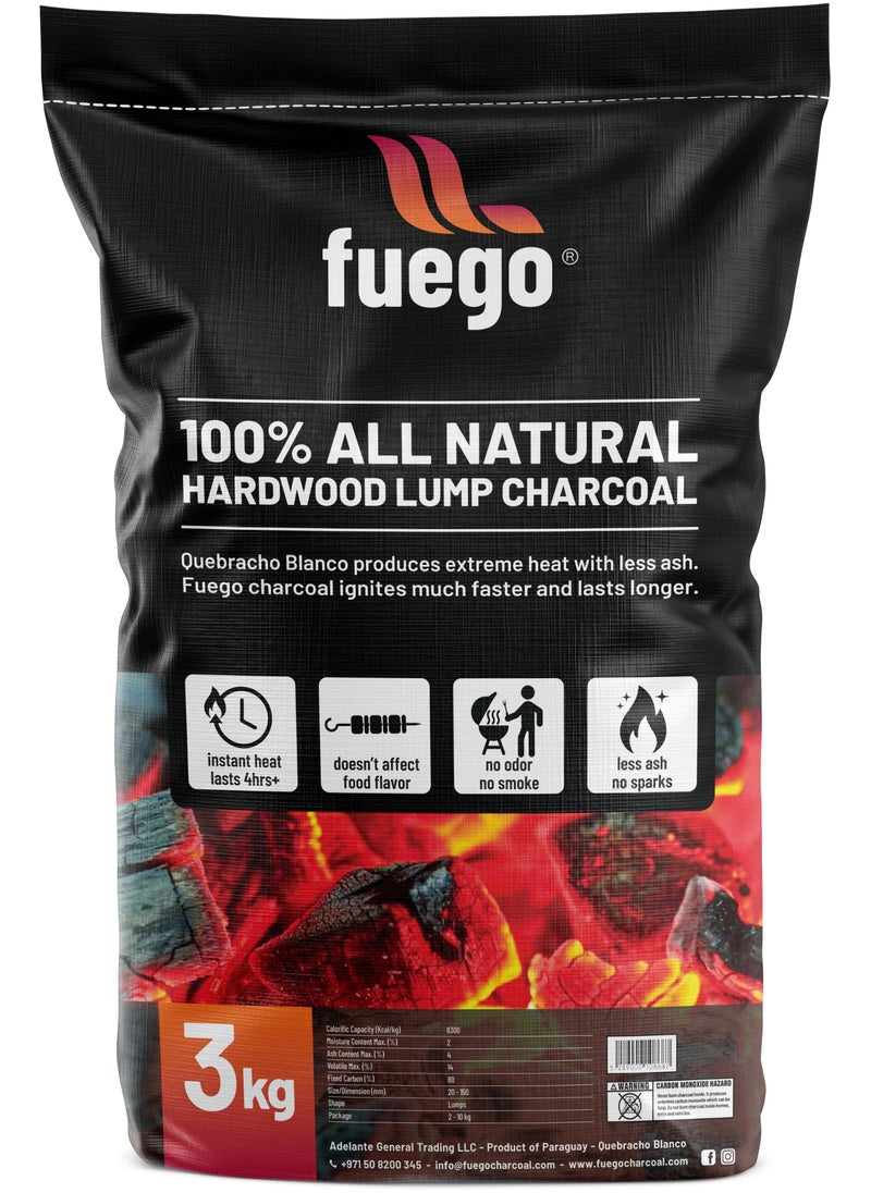 Fuego Fuego 3KG BBQ Natural Charcoal  - Image 1