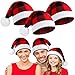 Loopeer Loopeer 3 Pieces Christmas Hats Christmas Knitted Caps Winter Warm Beanie Hats Buffalo Plaid Hats with Pom Pom Santa  - Image 2