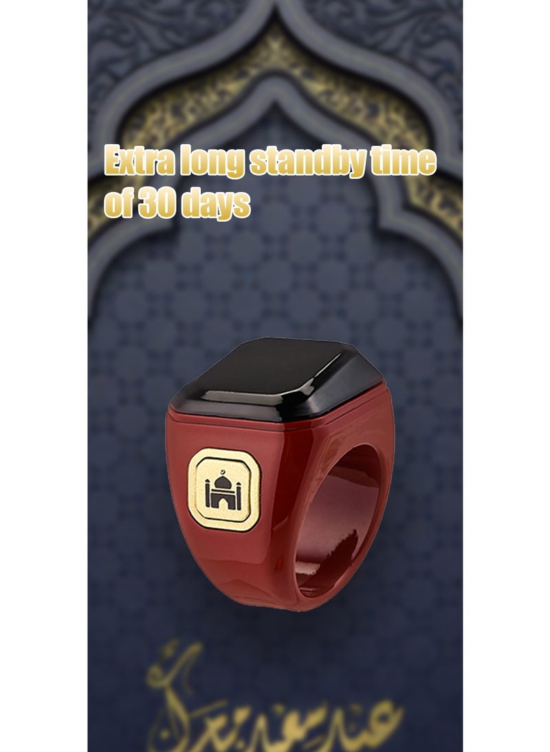 BSTWSH 22mm Multifunctional Prayer Smart Ring, Lucky Ring, Tasbih Counter, Azan Alarm, Prayer Direction Guide, Digital Watch Ring, Tasbeeh Beads Ring, Electronic rosary, Forgiveness Ring - Image 3