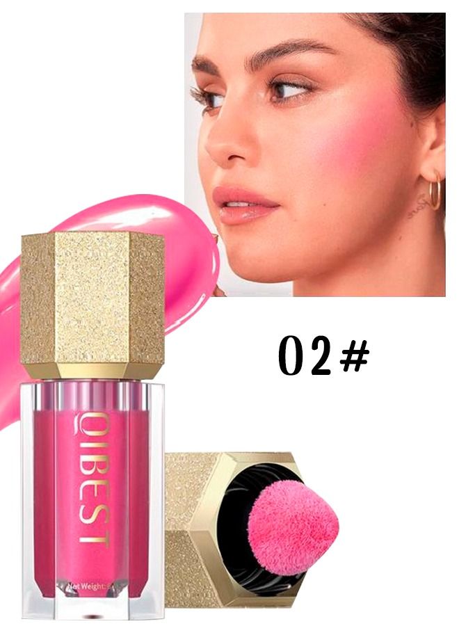 QiBest Star Diamond Liquid Blusher Cream Makeup Air Cushion Blush for Cheeks High Pigment Weightless Natural Looking Long Lasting Dewy Finish Easy to Blend Blusher 6ML  - Image 2
