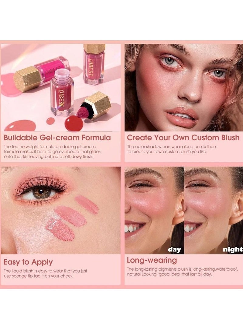 QiBest Star Diamond Liquid Blusher Cream Makeup Air Cushion Blush for Cheeks High Pigment Weightless Natural Looking Long Lasting Dewy Finish Easy to Blend Blusher 6ML  - Image 5