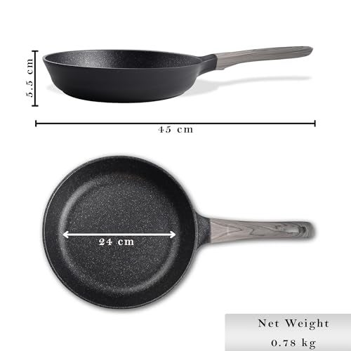 RichAxis Non Stick Ceramic Frying Pan – Heavyweight Scratch-Resistant Pan with Even Heat Base & Stay-Cool Handle | Ideal for Gas & Induction | Premium Non Stick Ceramic Cookware(24 CM) - Image 4