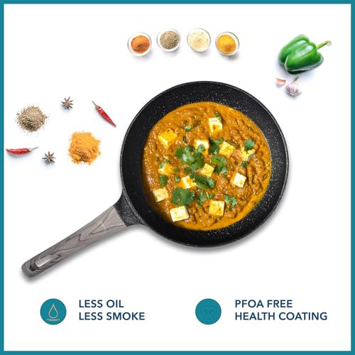 RichAxis Non Stick Ceramic Frying Pan – Heavyweight Scratch-Resistant Pan with Even Heat Base & Stay-Cool Handle | Ideal for Gas & Induction | Premium Non Stick Ceramic Cookware(24 CM) - Image 2