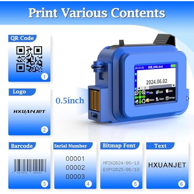 PORTABLE HANDHELD INKJET PRINTER, MINI HANDHELD PRINTER WITH QUICK-DRYING INK POCKET INKJET CODING MACHINE FOR LOGO/QRCODE/BARCODE/PRODUCTION DATE/BATCH SERIES NUMBER ETC - Image 3