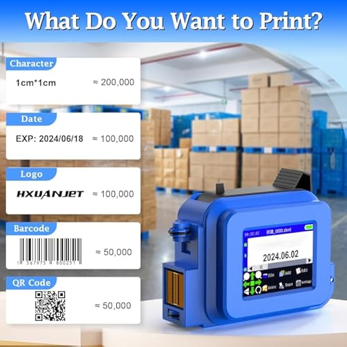 PORTABLE HANDHELD INKJET PRINTER, MINI HANDHELD PRINTER WITH QUICK-DRYING INK POCKET INKJET CODING MACHINE FOR LOGO/QRCODE/BARCODE/PRODUCTION DATE/BATCH SERIES NUMBER ETC - Image 2